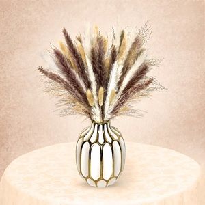 Pampas Grass bouquet, 85 pcs.15 White, 15, Brown,  30 Reed grass 25 bunny tails.